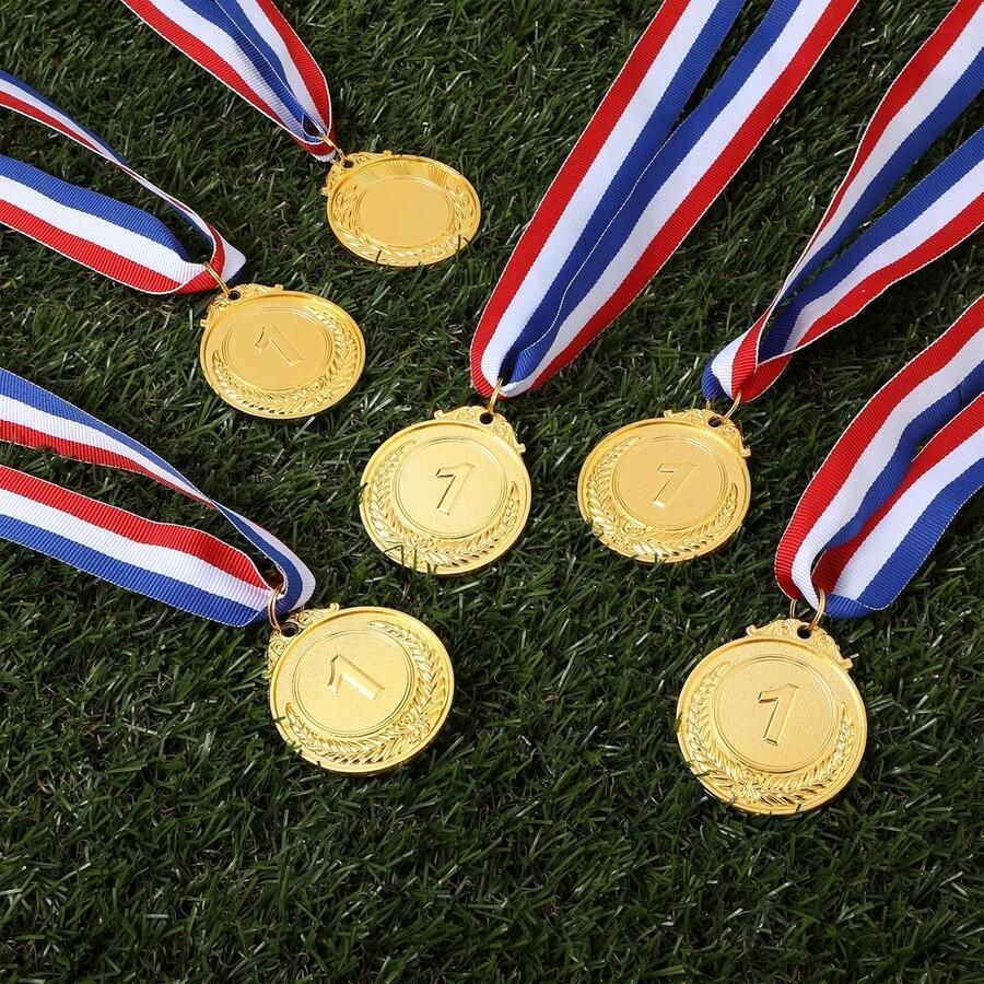 Medailles 6 stuks medailles voor prijzen met nekriem winnaar medailles 1e plaats medailles voor sportwedstrijd danswedstrijd talentenshow estafette voedselwedstrijd