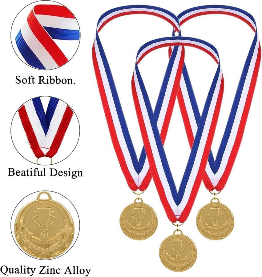 Medailles voor kinderen 12-pack winnaar medailles Award-medaille met neklinten voor sport wedstrijden feest spelbijen Olympische stijl 2 inch