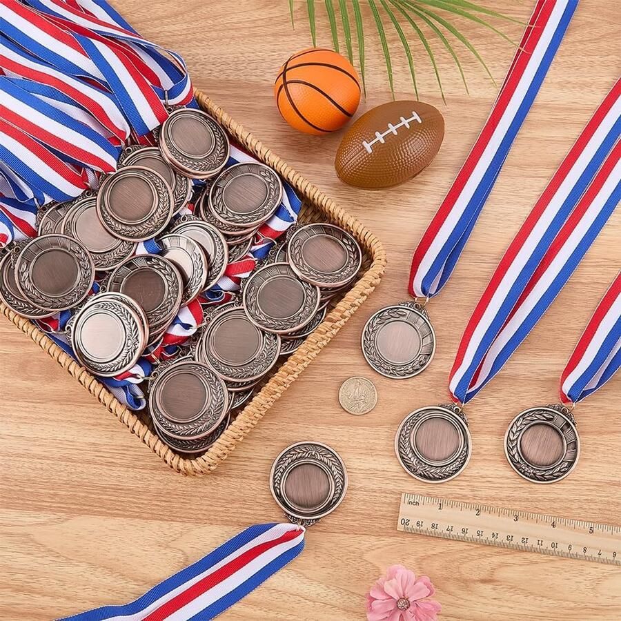Medailles voor wedstrijdprijzen lange ceremonie-erkenningsmedailles met polyester band metalen deelnamemedaille voor sport toernooien feestprijzen ceremonies