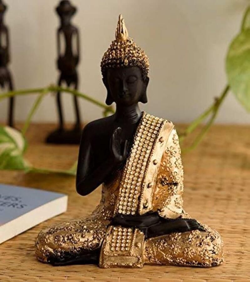 Mediteren Lord Buddha Polyresin Idol X Golden) Decoratieve-Act