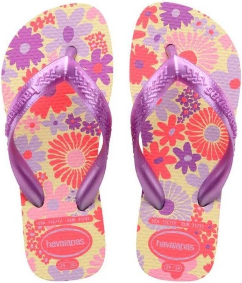 Meiden Teenslippers met Bloemenprint en Metallic Bandjes