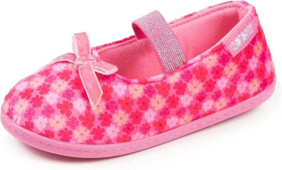 Meisjes Ballerina Slippers Roze Huisschoenen Comfortabel Thuis Machinewasbaar Roze Bloemen