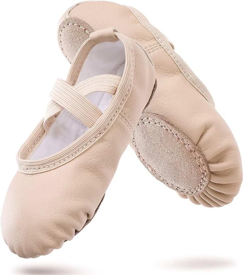 Meisjes balletschoenen gymnastiek dansschoenen leren zool voor kinderen volwassenen beige