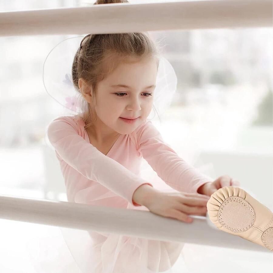 Meisjes balletschoenen gymnastiek dansschoenen leren zool voor kinderen volwassenen beige