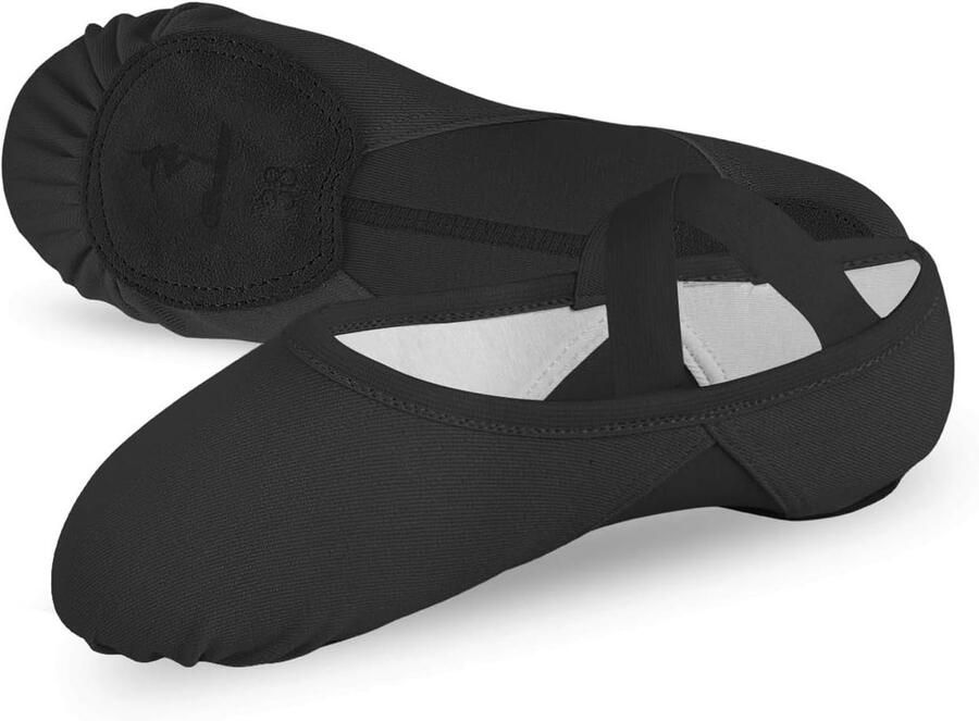 Elegante Zwarte Balletschoenen voor Meisjes en Dames Hoog Elastisch Gesplitste Zool Perfect voor Dans en Vrijetijd Gebruik