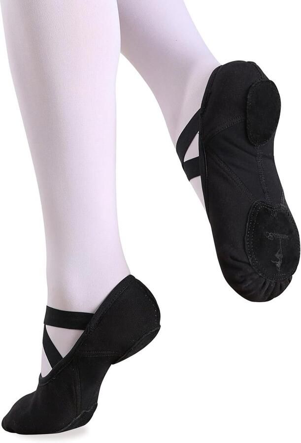 Meisjes Ballett schoenen Zeer elastische dansschoenen met gesplitste zool Perfect voor peuters en kinderen Zwart UK