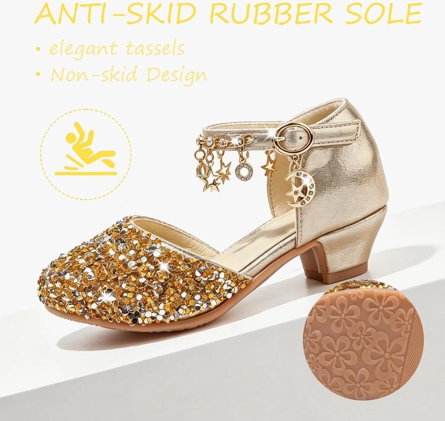 Meisjes Glitter Mary Jane Lage Hakken Sequins Feestelijke Sandalen Perfect voor Bruiloften ShopVlot