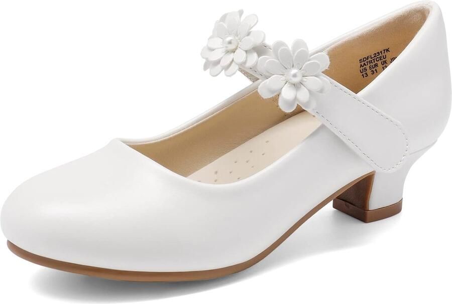 Meisjes Mary Jane Jurk Schoenen Pumps Lage Hakken Bloem Party Bruiloft Prinses