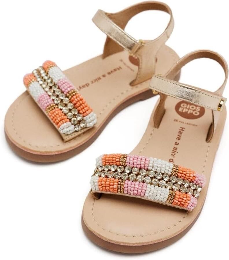Meisjes Platte Sandalen van Leer met Pareldetails Zomer Schoenen