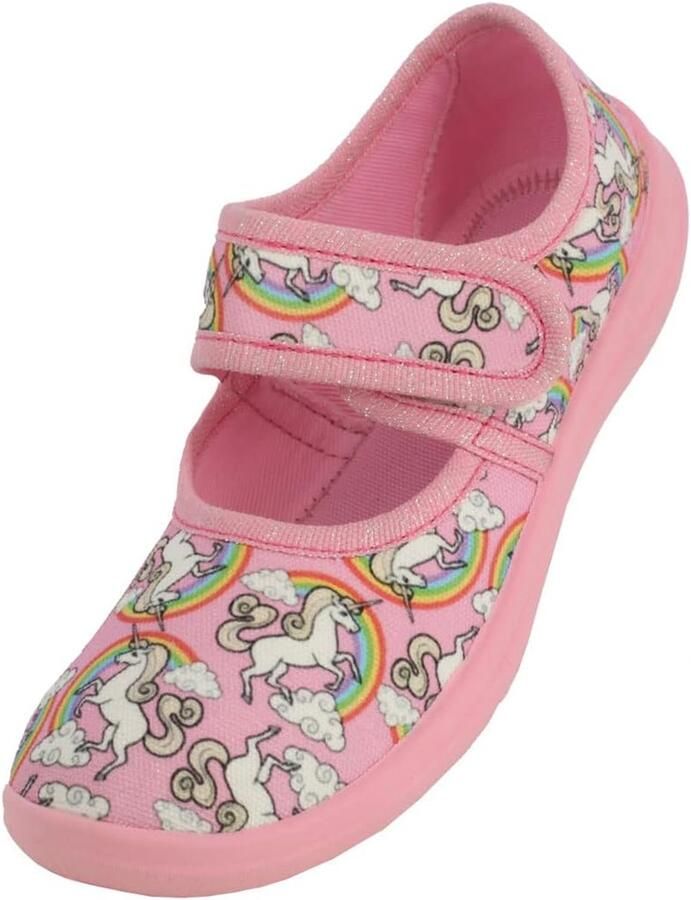 BECK Huisschoenen 'Rainbow' nude limoen lichtgroen rosa wit