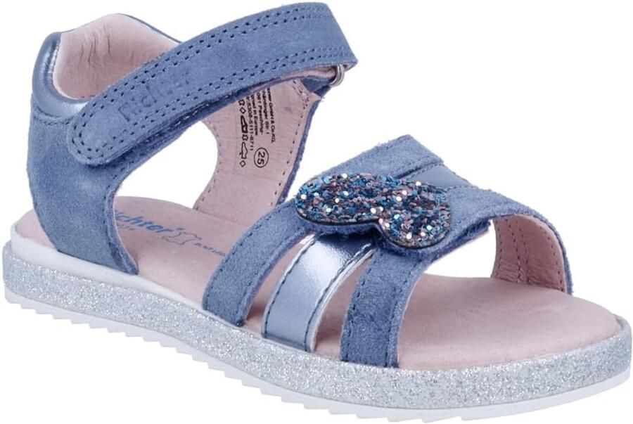 Meisjes Sandaal Suède met Glinsterdetails en Klittenband