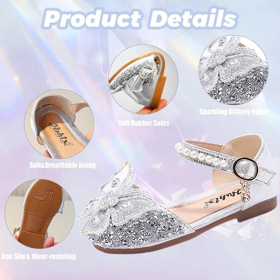 Meisjes Sandalen Glitter Prinsessen Schoenen Bling Strik Flats Comfortabel Mary Jane Perfect voor Feestjes SnelShoppen