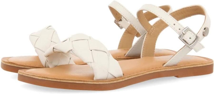 Gouden Platte Sandalen voor Meisjes met Gevlochten Detail