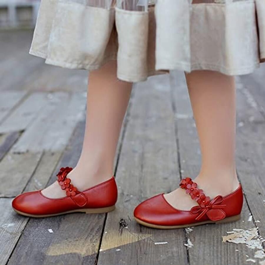 Meisjes schoenen Flat ballerina's in rood voor feesten