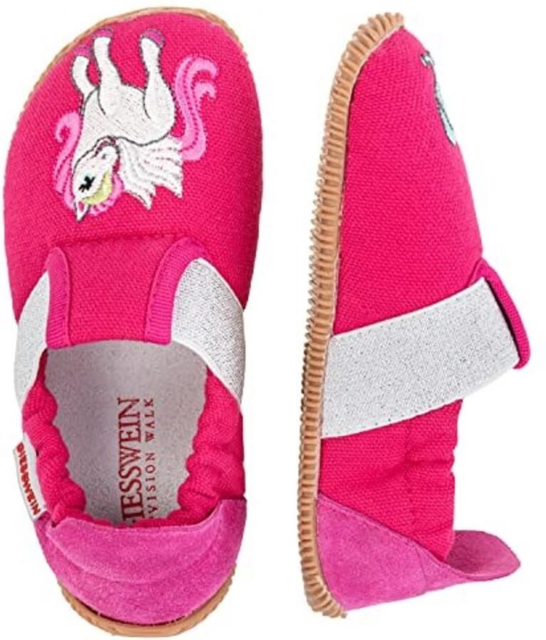 Meisjes Slippers Frambozenkleur met eenhoornmotief - Foto 1