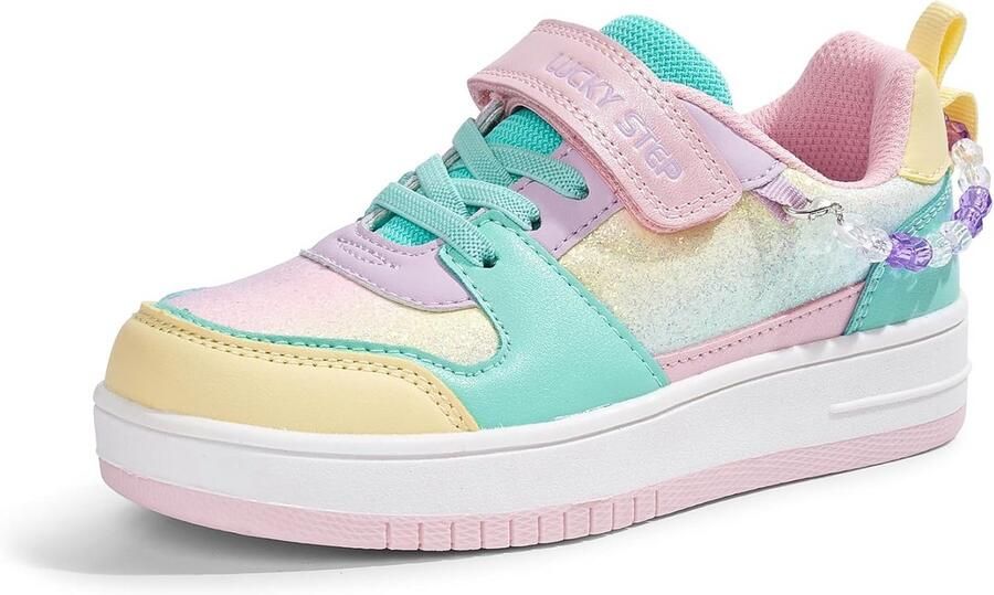 Meisjes Sneakers Glitter Sportschoenen Slip-On met Klittenband Feestelijk