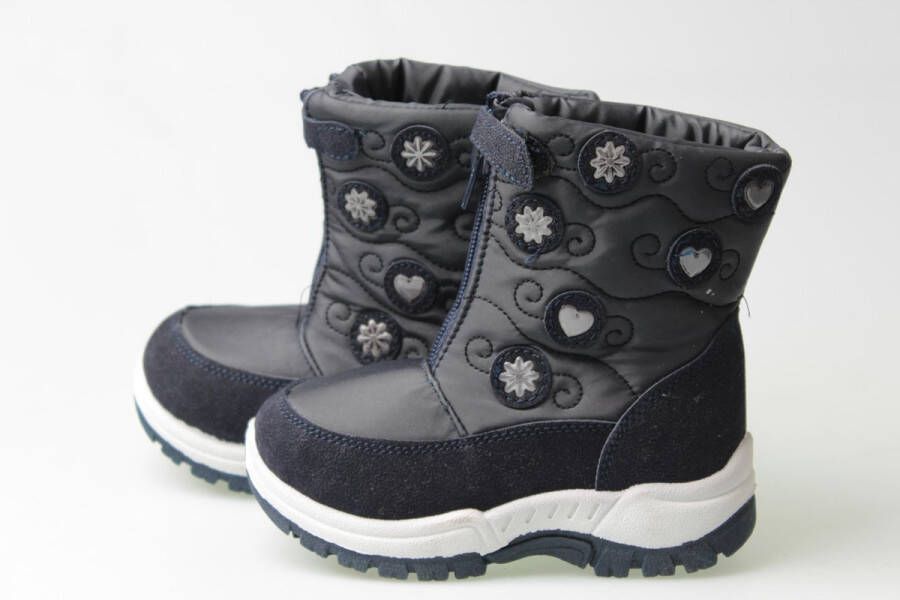 Meisjes snowboots navy silver hearts