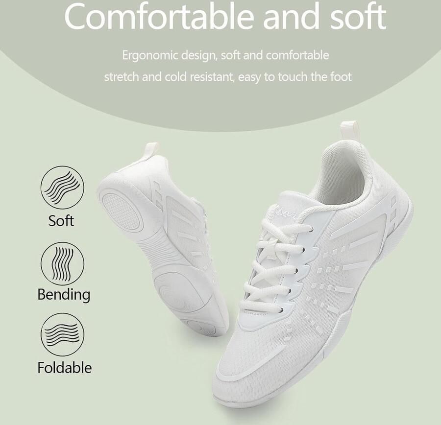 Meisjes Witte Cheerleading Schoenen Dames Lichtgewicht Ademend Wedstrijd Training Cheer Schoenen Dans Team Sport Sneakers