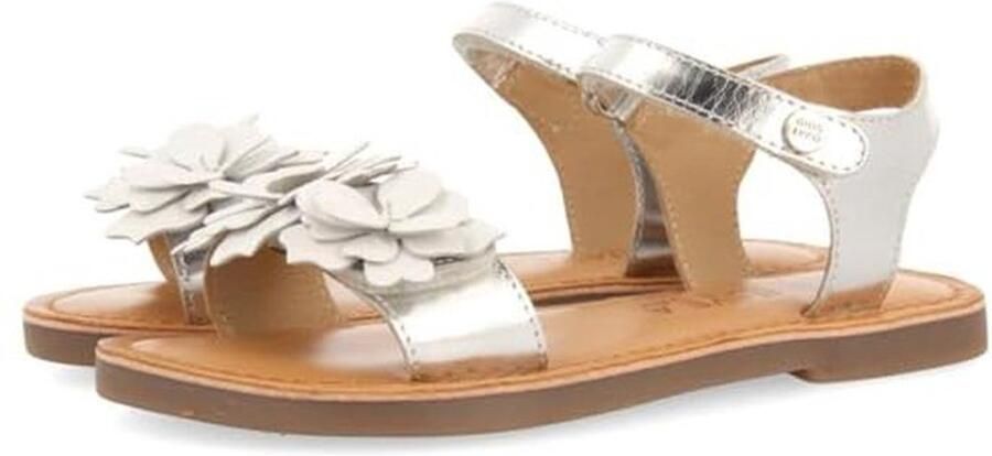 Meisjes Zilveren Sandalen met Bloemenversiering