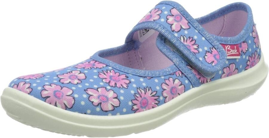 BECK Huisschoenen lichtblauw rosa zwart wit