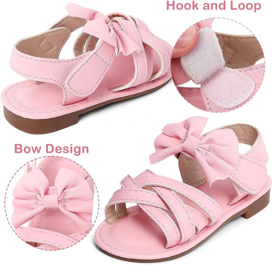 Meisjessandalen 12 UK witte open teen strik comfortabele platte schoenen ShopVlot