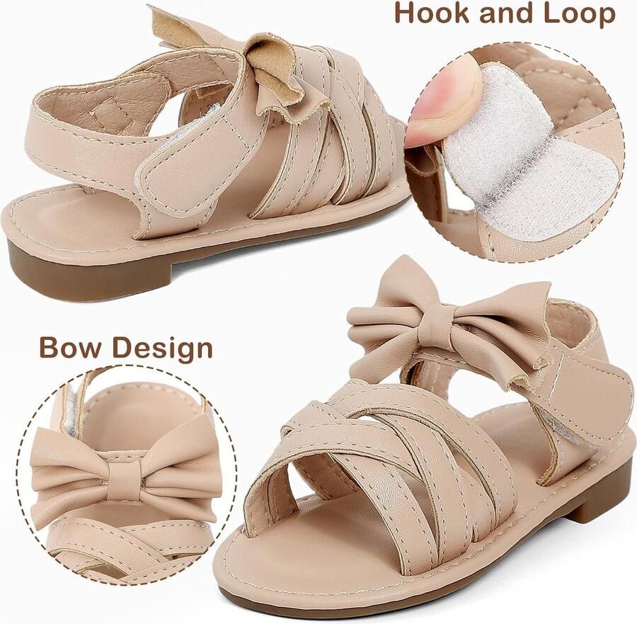 Meisjessandalen open teen 7.5 UK beige strikdetail ideaal voor de zomer ShopVlot