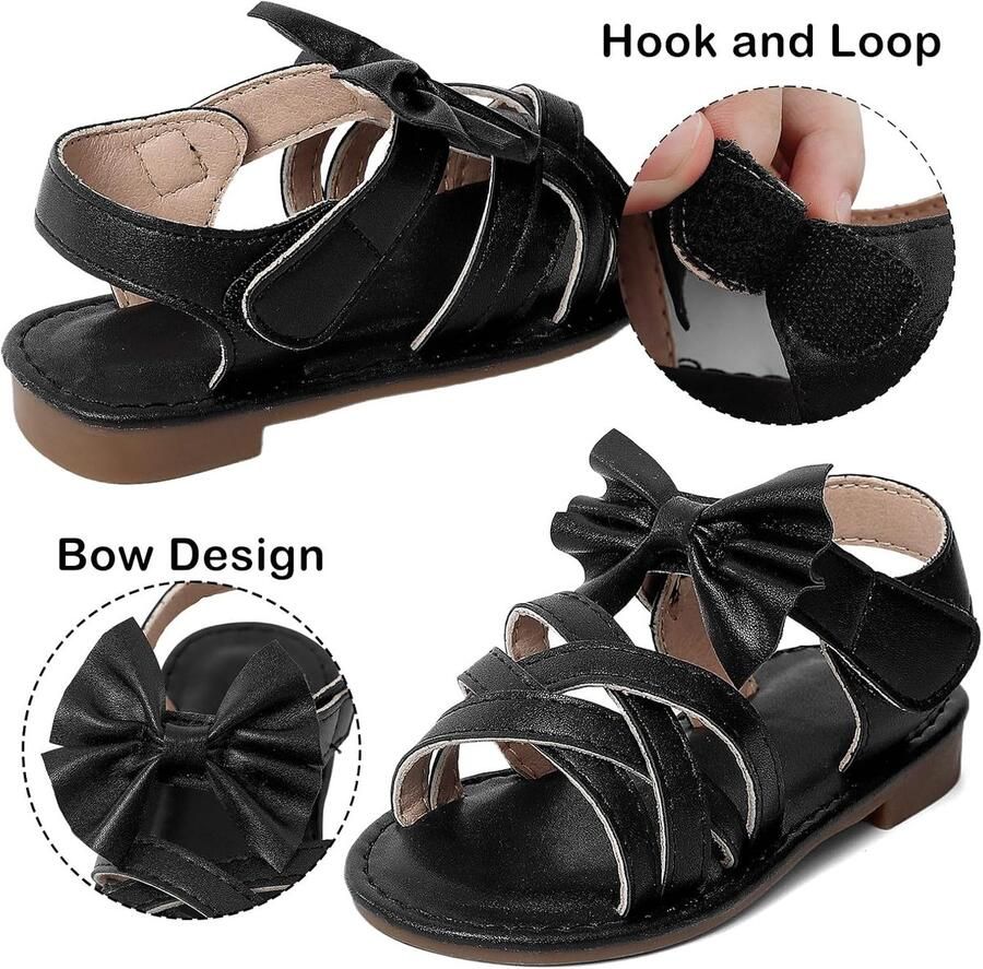 Meisjessandalen open teen 9 UK zwart strik detail perfecte zomerlook voor prinsessen ShopVlot