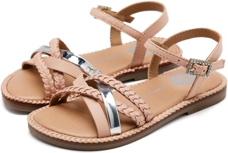 Meisjessandalen Platte Zomer Jeugd Sandaal met Vlechtwerk