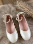 Meisjesschoenen-luxe feestschoenen- leren ballerina's- crème kleur vintage stijl-sierstrik -enkelsieraad-parels-siersteentjes-bruidsmeisjes-bruiloft-feest-verjaardag-fotoshoot - Thumbnail 2