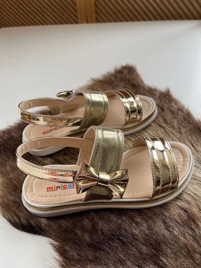 Meisjesschoenen-zomerschoenen-kinderschoenen-sandalen- schoenen met enkelband-klittenbandsluiting-orthopedi kleur goud-bruidsmeisjes-bruiloft-feest-verjaardag-fotoshoot