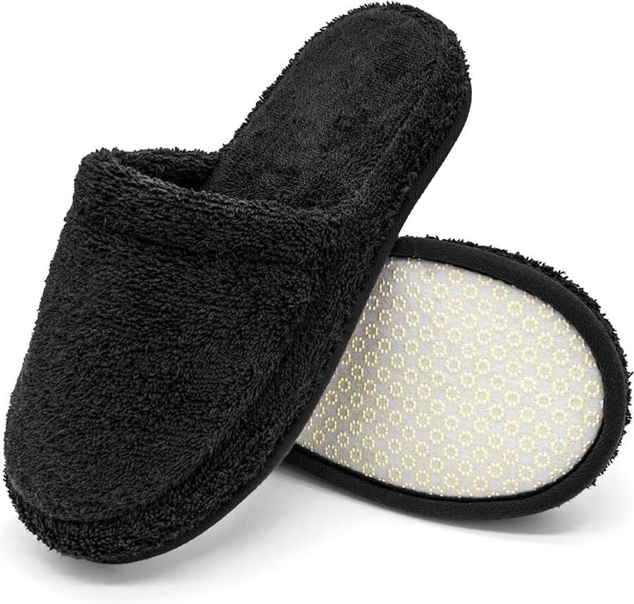 Memory Foam Pantoffels 100% Badstof Katoen Antislip Gesloten Neus Wasbaar Hotelslippers Gastpantoffels Voor & Ideaal voor Thuis Sauna Spa & Hotel ??42 43–46