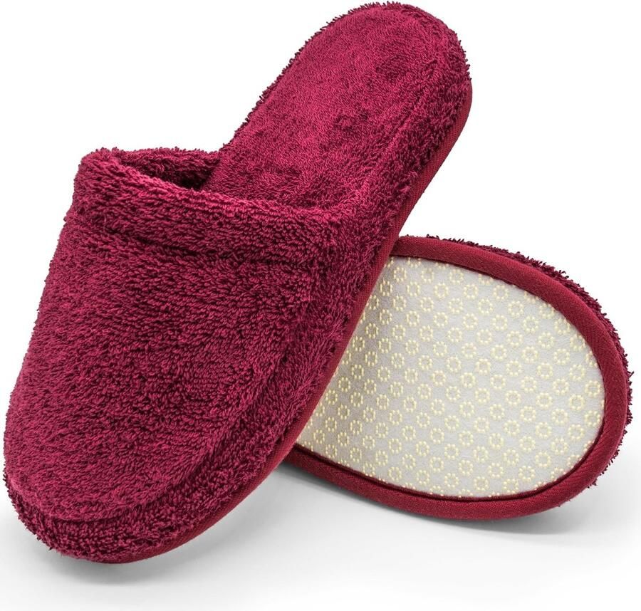 Memory Foam Pantoffels 100% Badstof Katoen Antislip Gesloten Neus Wasbaar Hotelslippers Gastpantoffels Voor & Ideaal voor Thuis Sauna Spa & Hotel ??42 43–46