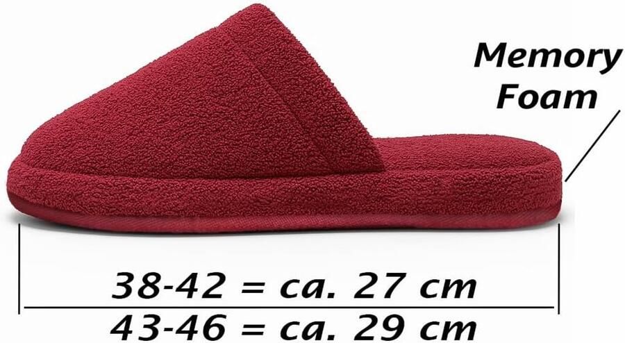 Memory Foam Pantoffels 100% Badstof Katoen Antislip Gesloten Neus Wasbaar Hotelslippers Gastpantoffels Voor & Ideaal voor Thuis Sauna Spa & Hotel ??42 43–46