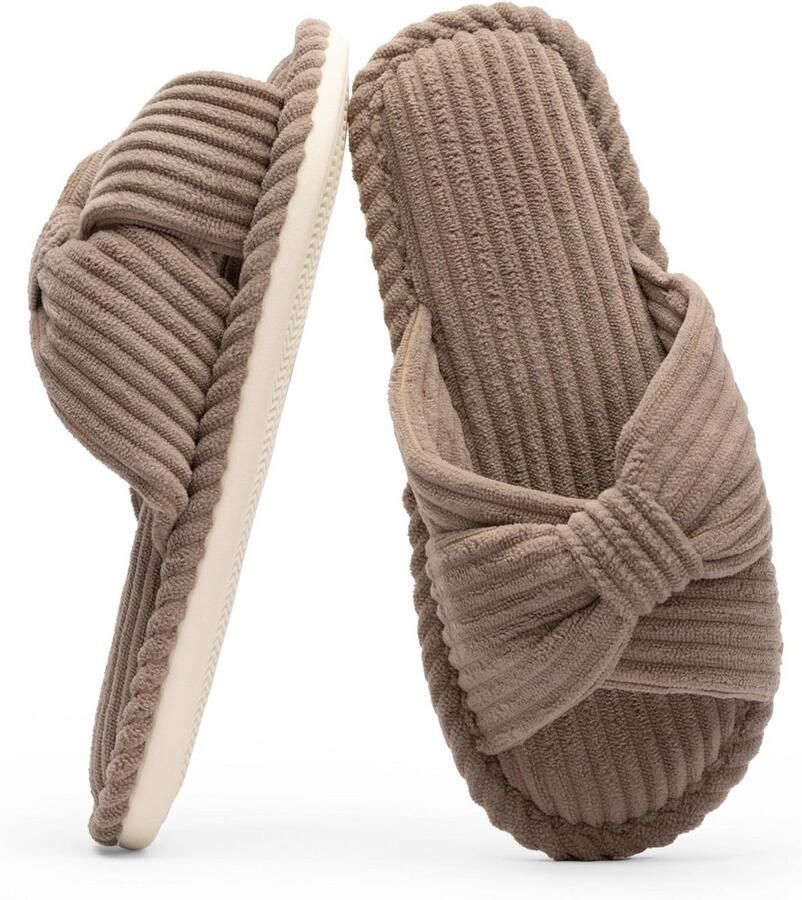 Memory Foam Pantoffels voor Dames Corduroy Slides met Antislip Zool