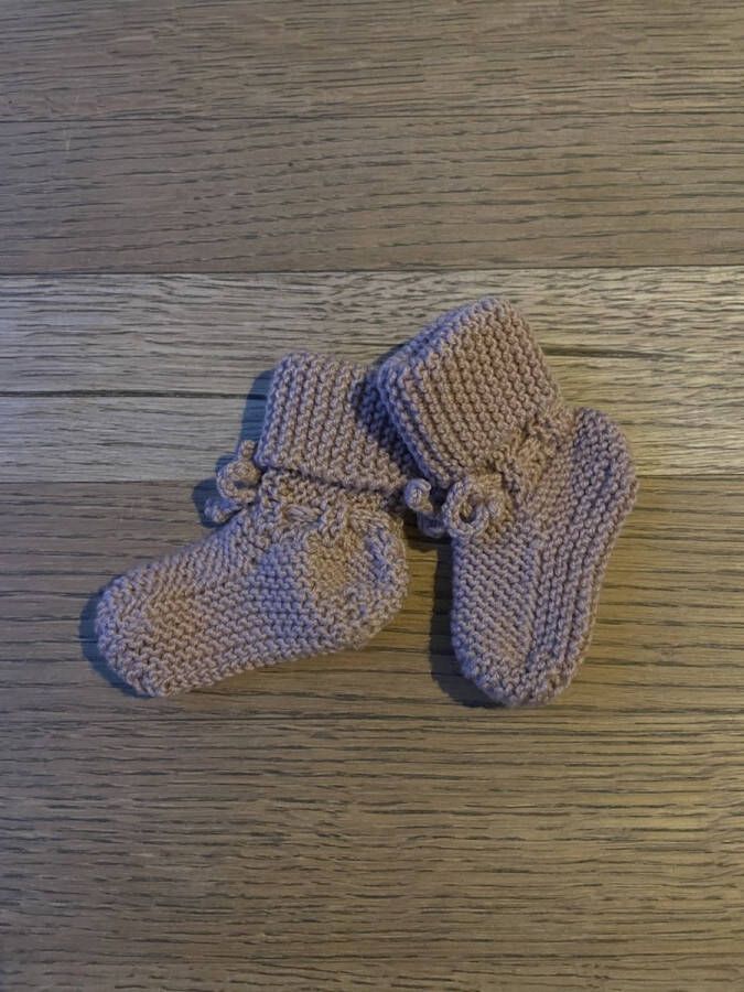 Merino wol slofjes baby handgebreid peach newborn slofjes baby slofjes baby slofjes wol babyslofjes baby booties handgemaakt babyschoentjes - Foto 2