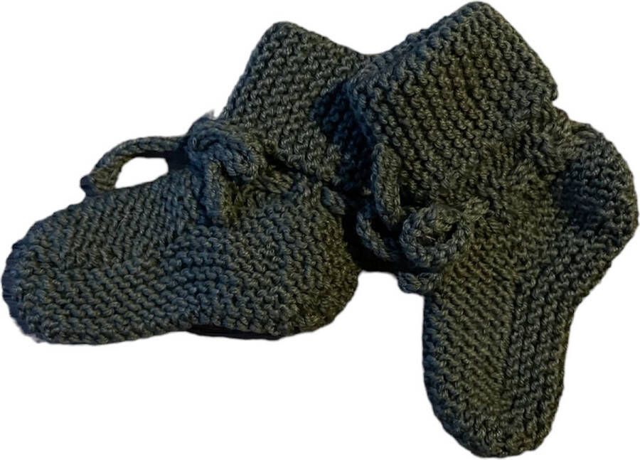 Merino wol booties handgebreid groen newborn slofjes handgemaakte slofjes van Merino wol baby slofjes wol slofjes voor baby booties handgemaakt - Foto 2