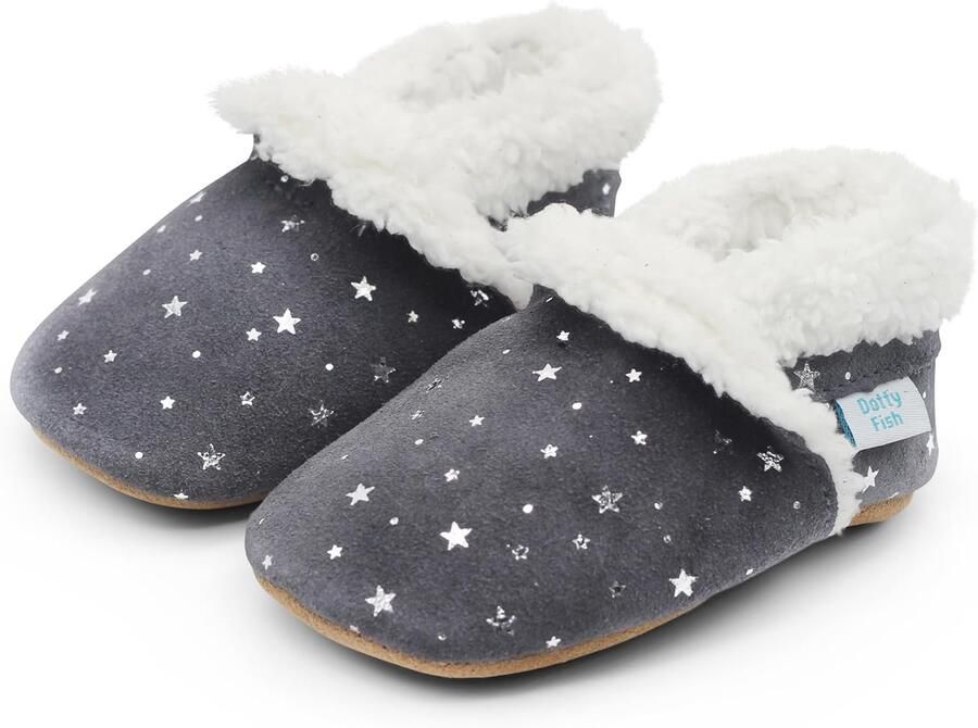 Merkloze Baby & Peuter Suede Slippers met Fleece Voering Antislip