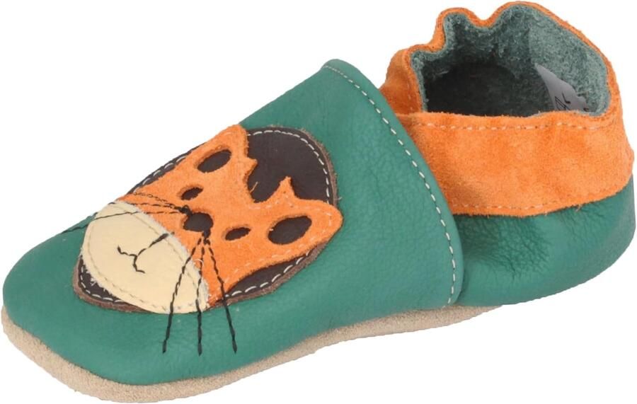 Merkloze Baby Leren Slofjes met Tijgerprint