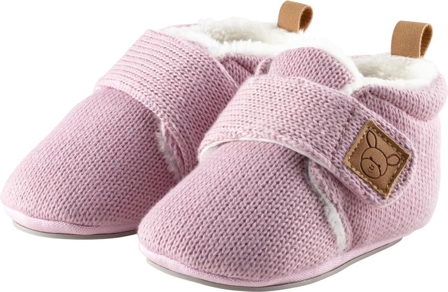 Merkloze Baby Kruipschoentjes Gebreid Antislip Sterzool Roze
