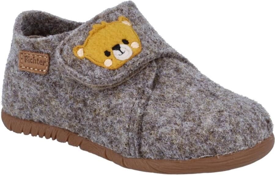 Merkloze Kinderpantoffels van Natuurvilt met Klett