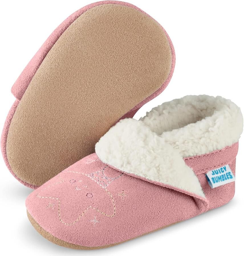 Merkloze Baby Slofjes Leer & Suède Roze