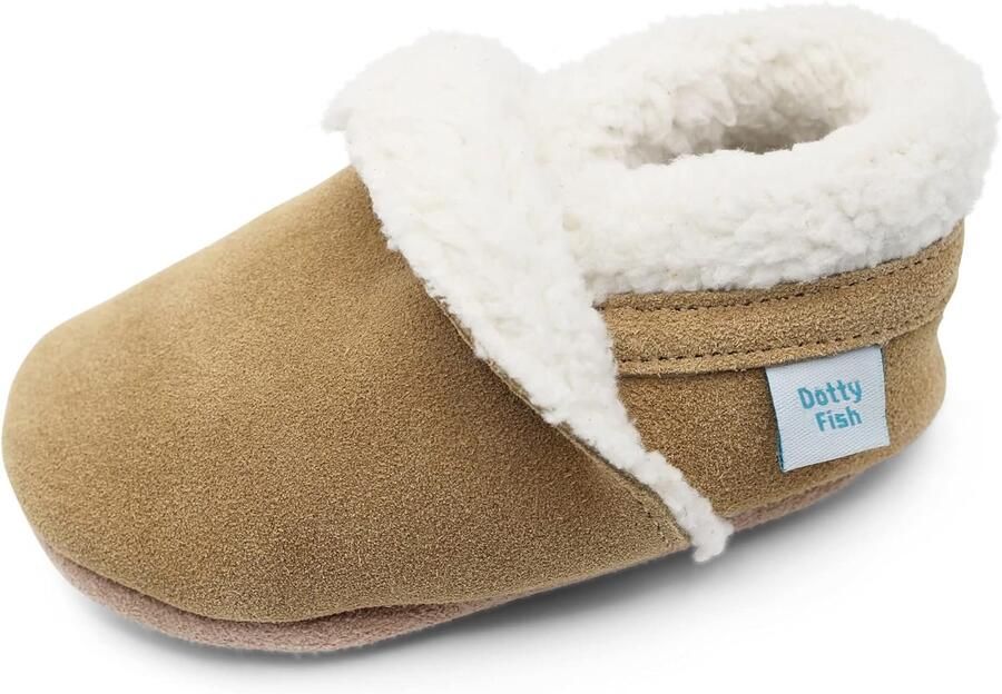 Merkloze Baby Suede Pantoffels met Fleece Voering Antislip