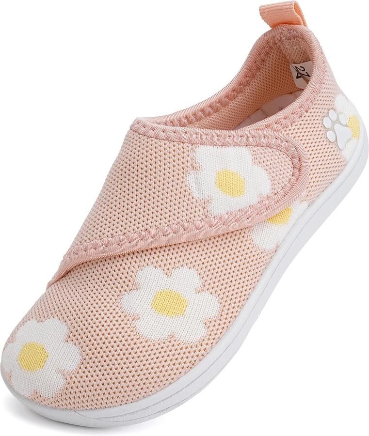 Merkloze Babyschoenen Barefoot Antislip Klittenband Roze