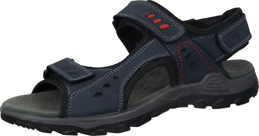 Merkloze Blauwe Leren Sandalen met Klittenband voor Heren