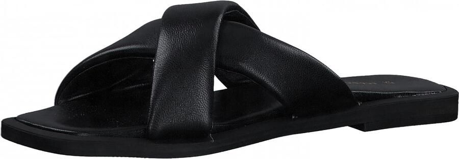 Merkloze Dames Flatform Sandalen Zwart Leer Comfortabele Instappers