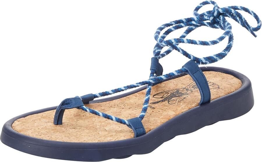 Merkloze Dames Sandalen Blauw Leer Vetersluiting