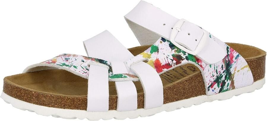 Merkloze Dames Sandalen Comfortabele Witte Multikleurige Instappers