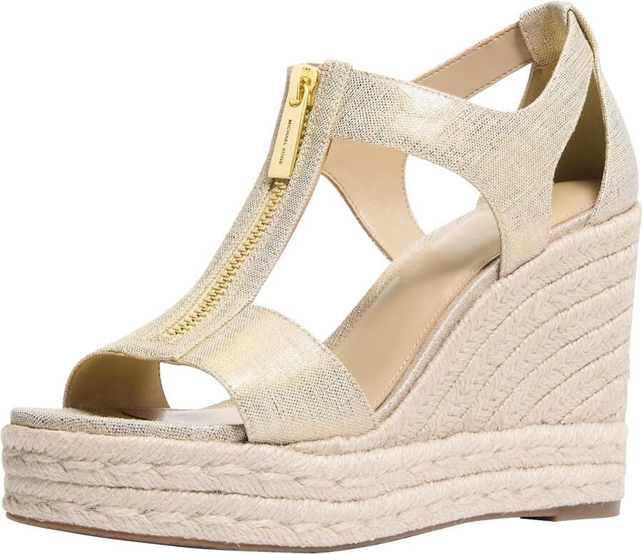 Merkloze Dames Sandalen met Jute Wedge en Ritssluiting Zwart
