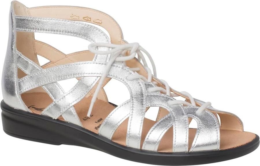 Merkloze Dames Sandalen met Vetersluiting Zilver