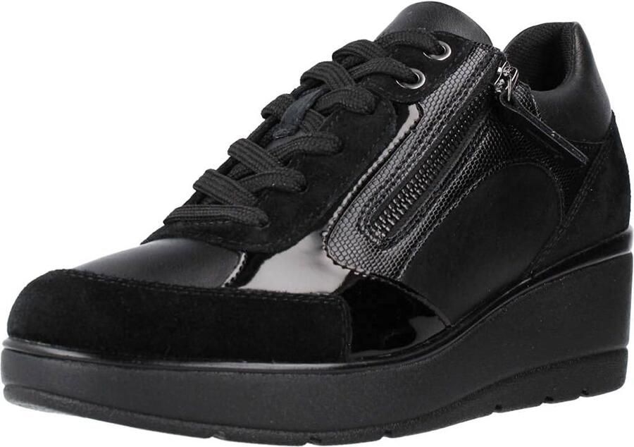 Merkloze Dames Sneakers met Wedge Hak Zwart